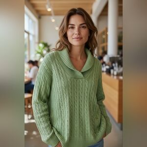 Appleseed's Light Green Cowl Neck Sweater XL